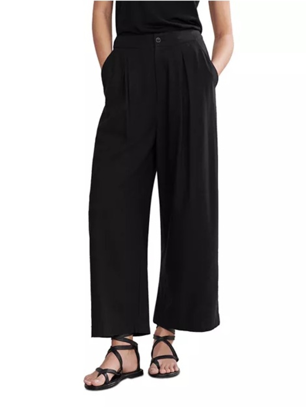 Jenni Kayne Black Wide-Leg Pleated Trousers